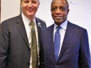 From left, Brookhaven Mayor John Ernst and DeKalb County CEO Michael Thurmond