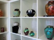 Unique pottery pieces featured in Atlanta Clay Works gallery. 