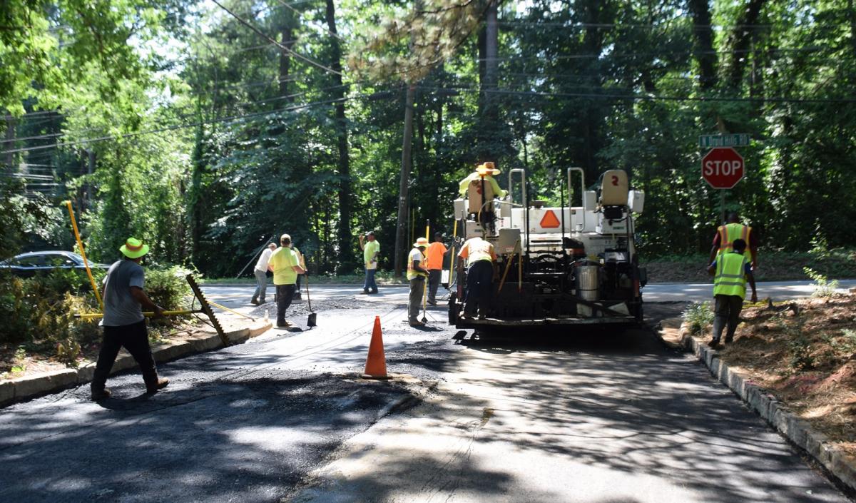   Crews at Clearview Drive near North Druid Hills Road, the last street on the 2019 paving schedule.