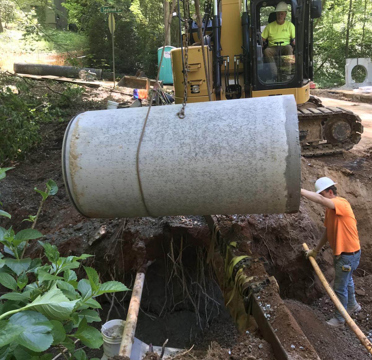 Crews complete an overhaul of stormwater infrastructure at Inman Drive and Saybrook Drive in March 2020